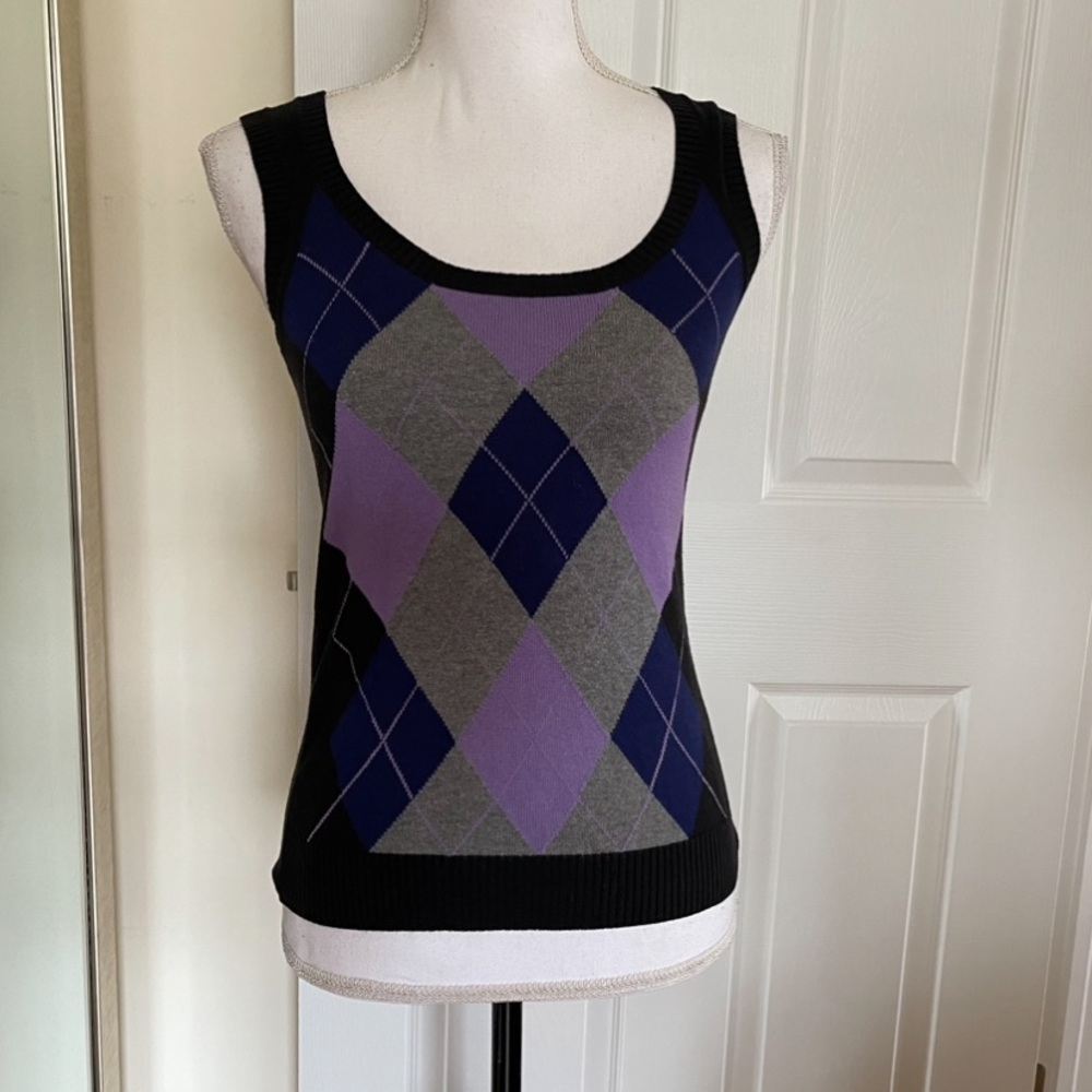 The Limited Argyle Pattern Crew Neck Knit Vest - image 1